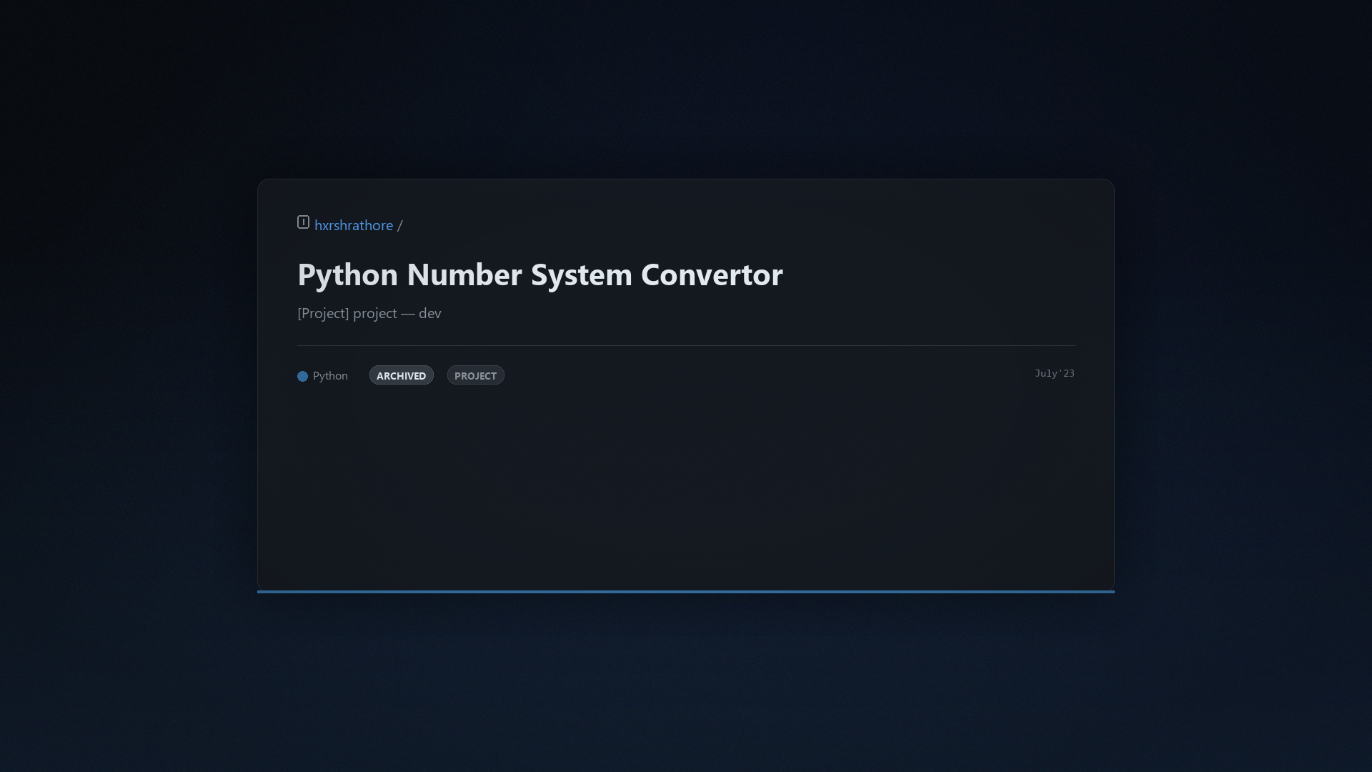 Python Number System Convertor